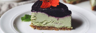 A Midsummer Dessert Dream: No-Bake Matcha Blueberry Lemon Cheesecake (Vegan, Paleo!)