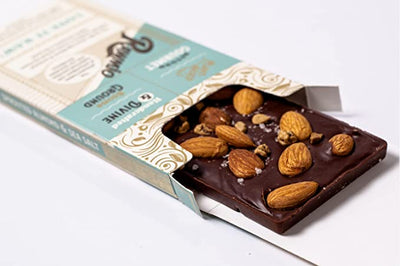 Sprouted Almond & Sea Salt Bark chocolate bar open box