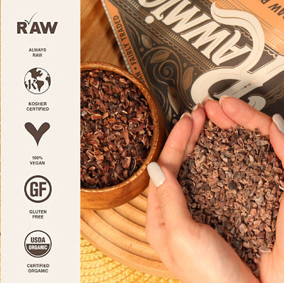 Rawmio is always Raw, kocher certified, 100% vegan, gluten free and certified organic