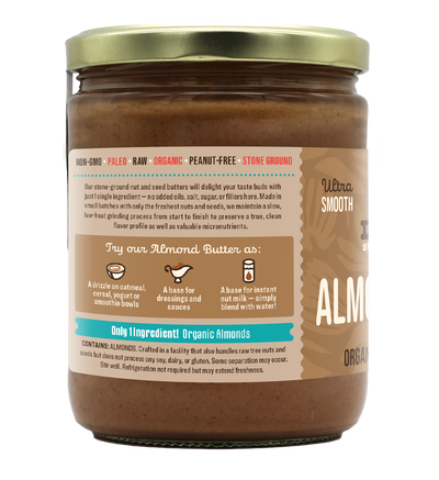 Back dastony organic almond butter smooth stone ground