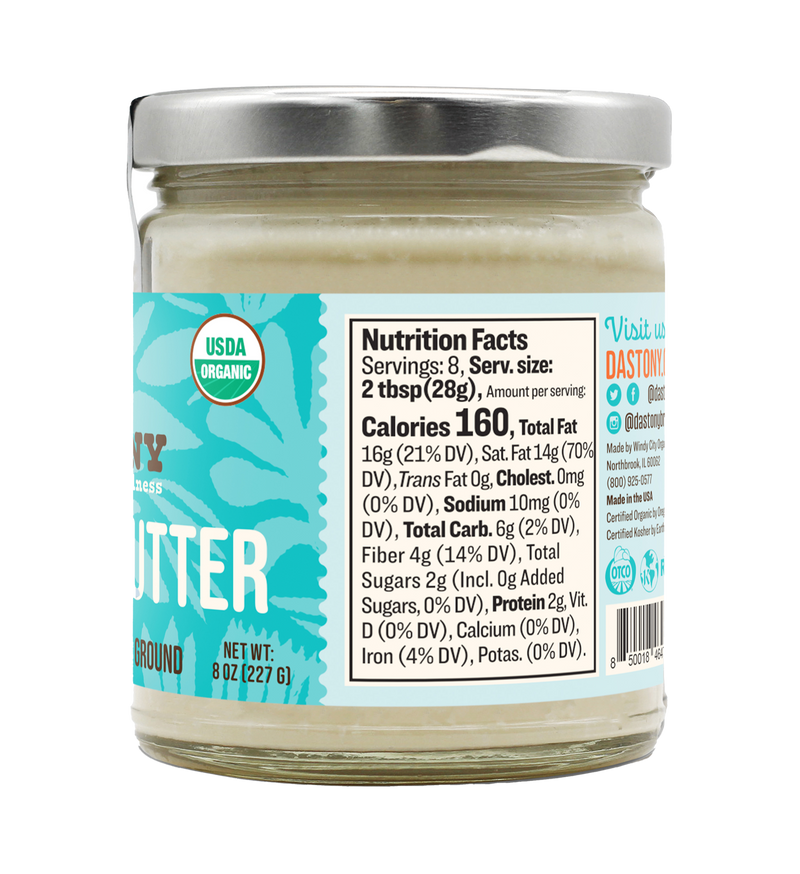 nutrition facts dastony organic stone ground coconut butter smooth