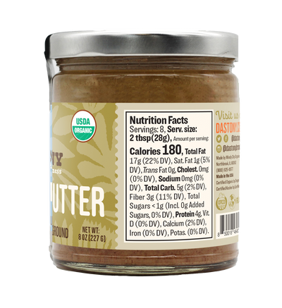 nutrition facts dastony raw stone ground organic hazelnut butter smooth