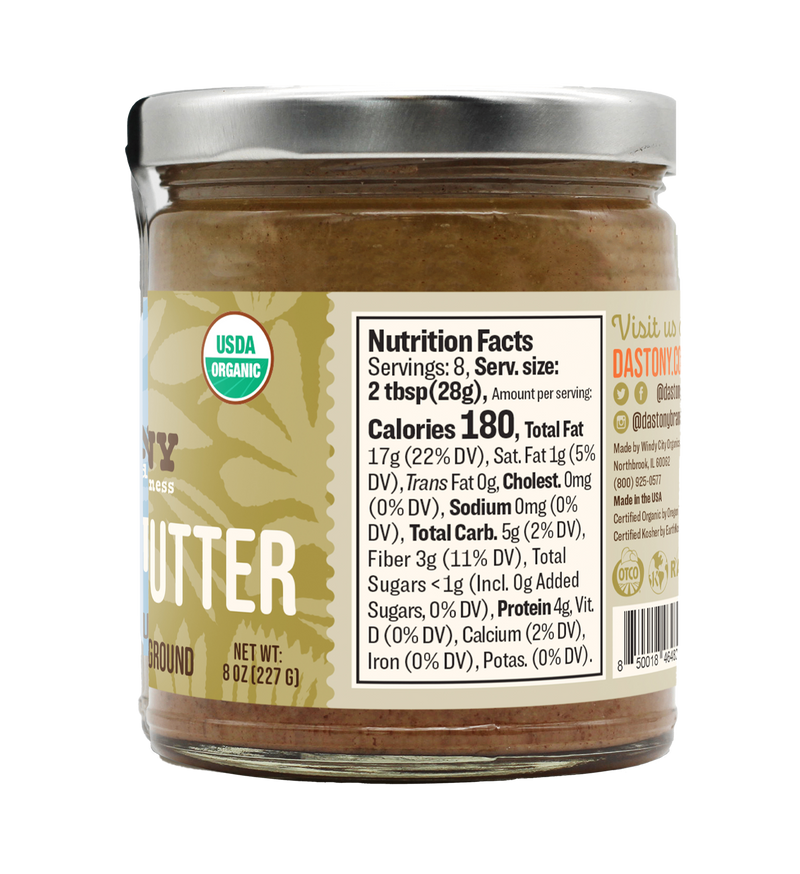 nutrition facts dastony raw stone ground organic hazelnut butter smooth