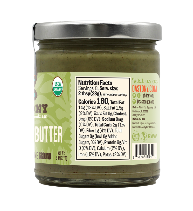 nutrition facts dastony organic raw stone ground hemp seed butter