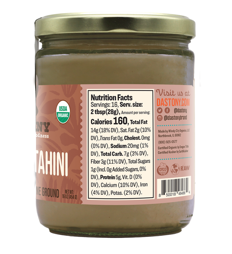 nutrition facts dastony organic raw stone ground sesame tahini smooth