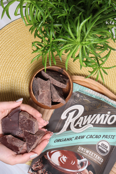 Delicious pieces raw organic cacao paste