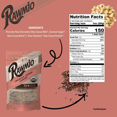 Back of package with ingredients and nutritional value.