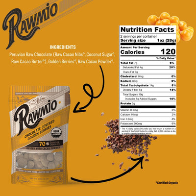 Back of package with ingredients and nutritional value.