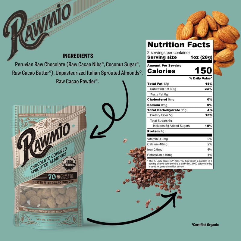 Back of package with ingredients and nutritional value.