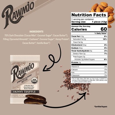 Back of package with ingredients and nutritional value.