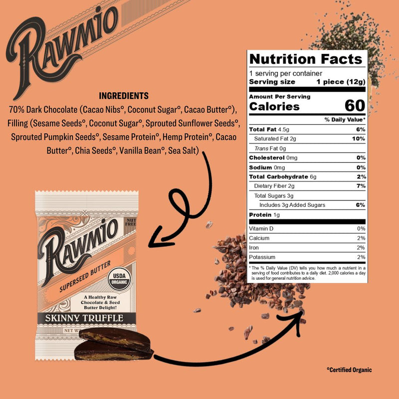 Back of package with ingredients and nutritional value.