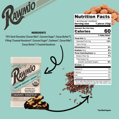 Back of package with ingredients and nutritional value.