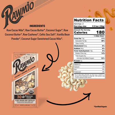 Back of package with ingredients and nutritional value.