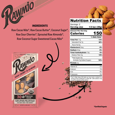 Back of package with ingredients and nutritional value.