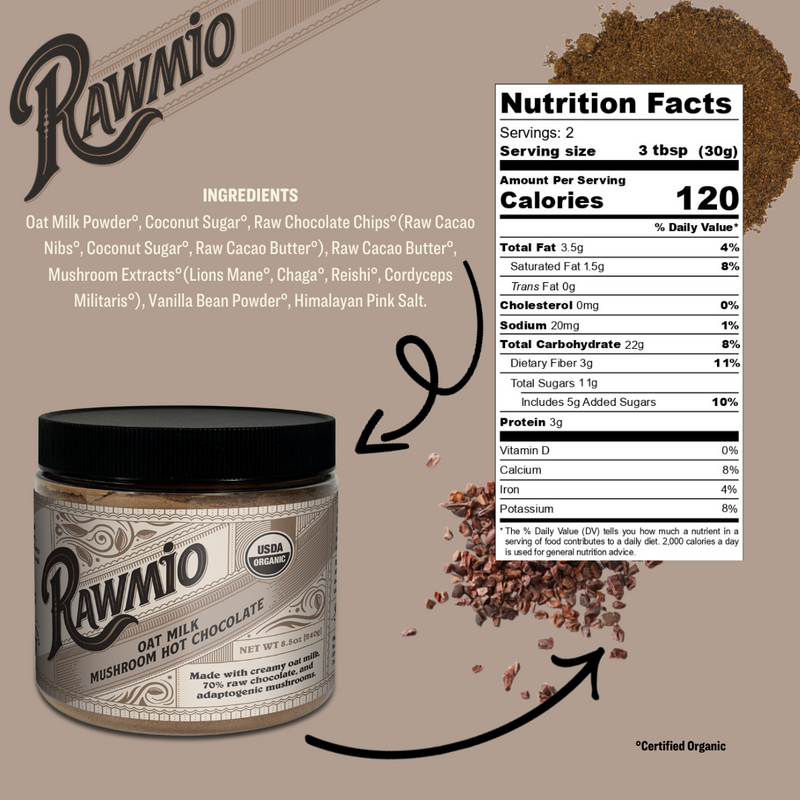 Back of package with ingredients and nutritional value.