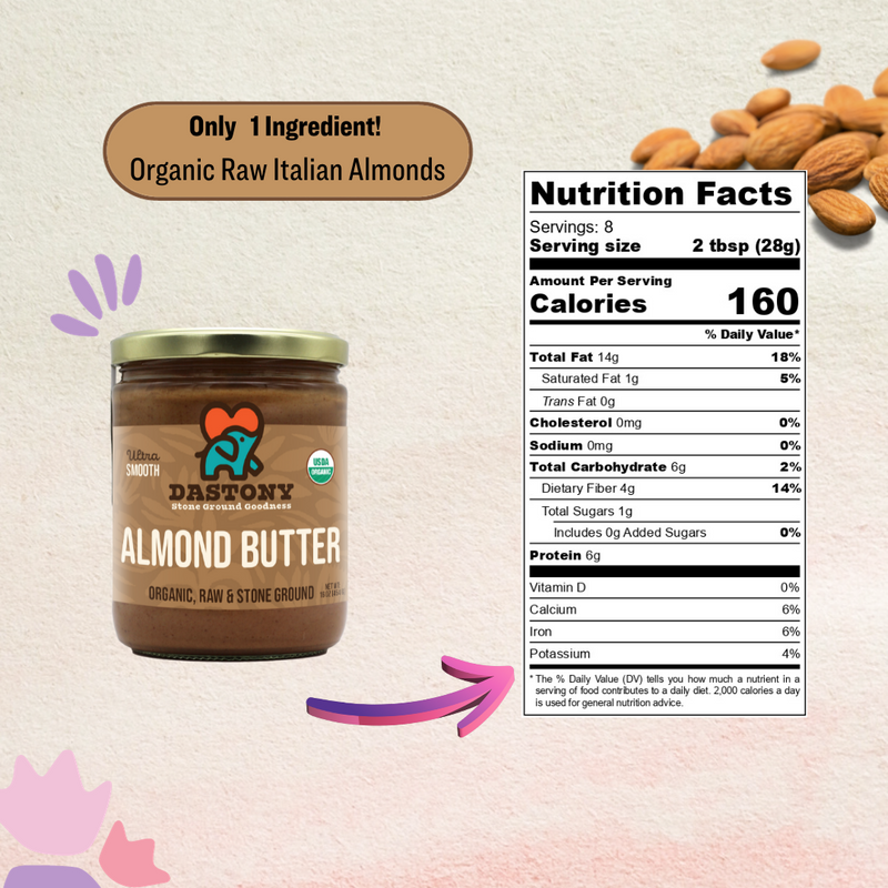 Organic Raw Almond Butter -16 oz