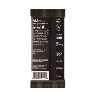Premium Date Sweetened Dark Chocolate Bar - 65% Cacao
