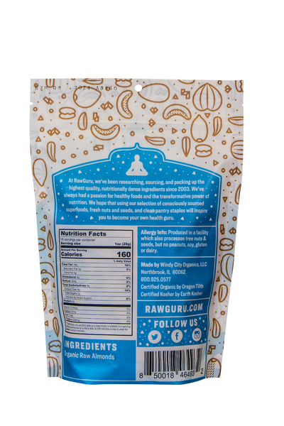 Back of package with ingredients and nutritional value.