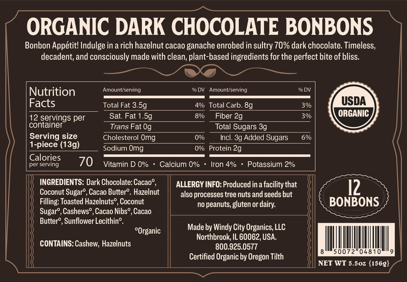 Rawmio 70% Dark Chocolate Bon Bons, 12ea