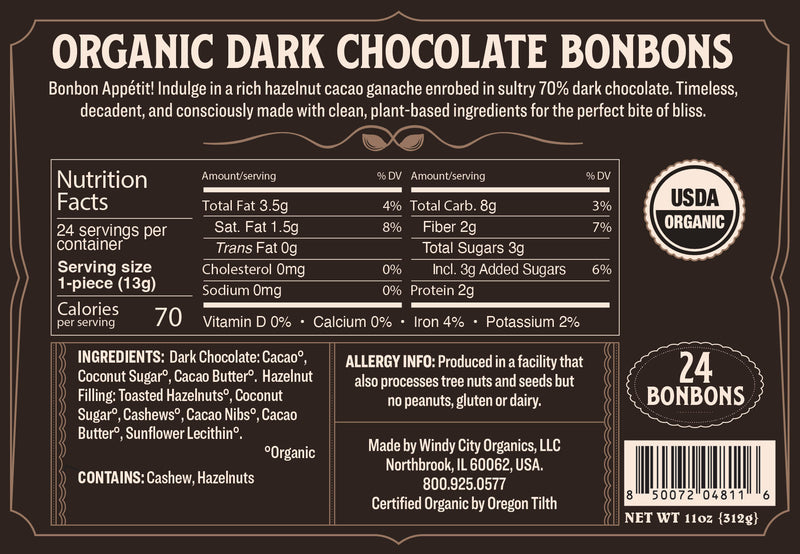 Rawmio 70% Dark Chocolate Bon Bons, 24ea