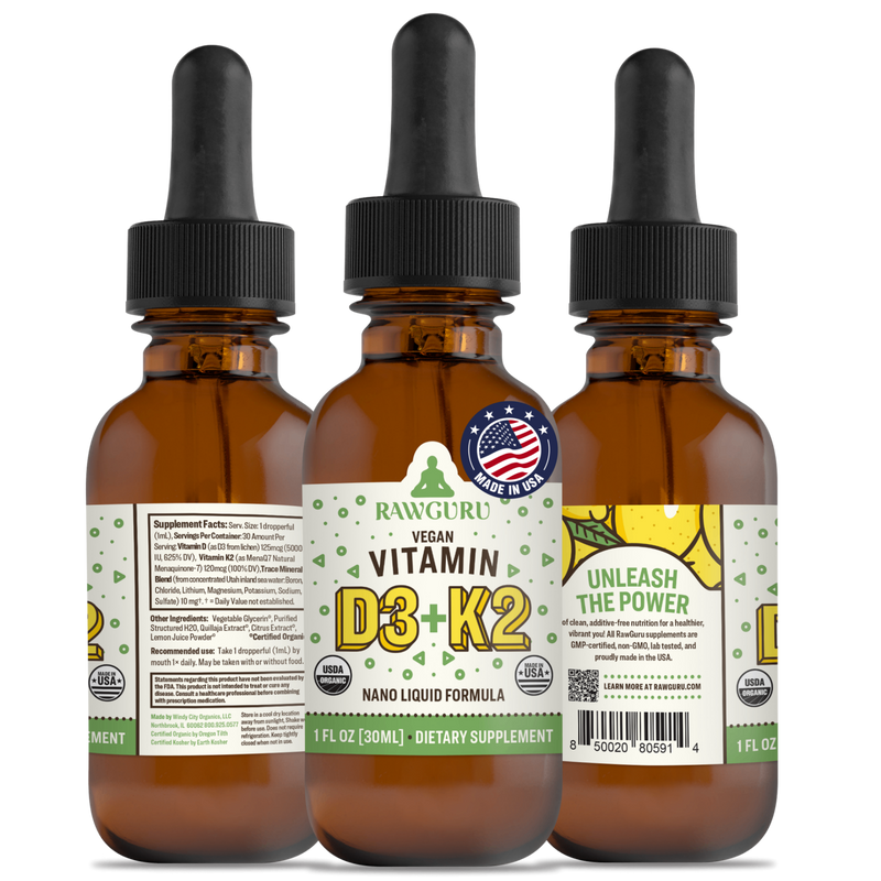 Organic Nano Vitamin D3 + K2 Tincture (6 Month Supply) 6 SKU