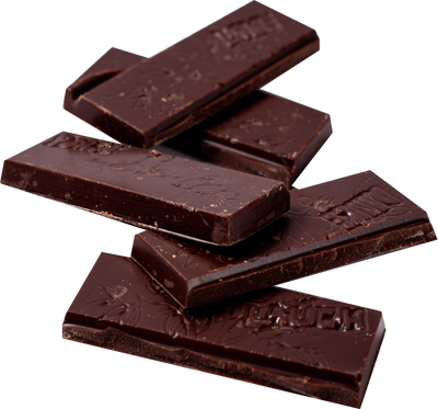 Pieces of delicious probiotic chocolate bar with mint