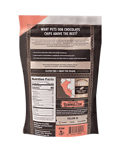 ORGANIC RAW CHOCOLATE CHIPS - 12 OZ