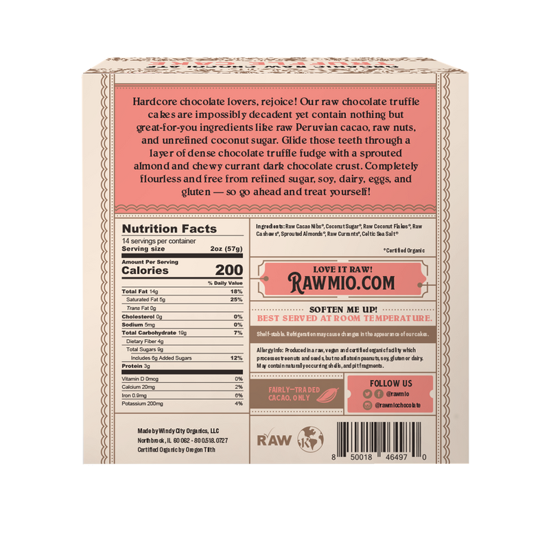 Back of package with ingredients and nutritional value